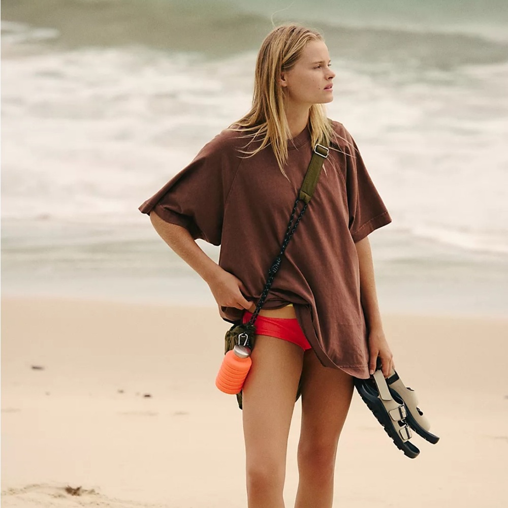 Free People Movement Icon Tee Cotton Brown Oversized Swing T Shirt S